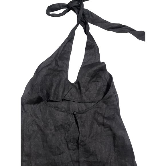 VRG GRL Natassia Linen Halter Mini Dress Black Womans 6 NWOT - Picture 10 of 15